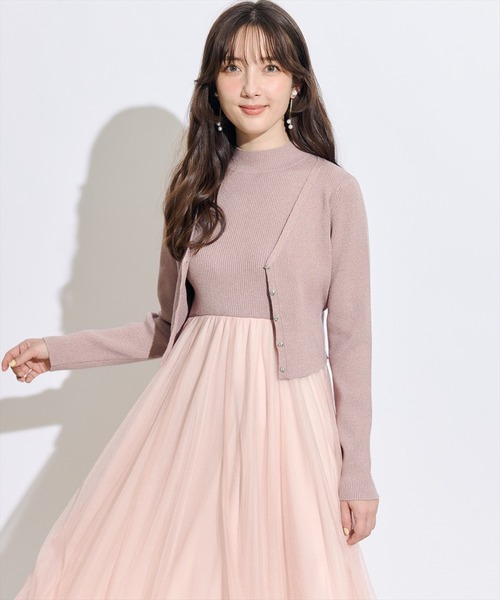 SWINGLE（スウィングル）の「【展示会３位】カーディガンアンサンブルラメニットドッキングワンピース（ワンピース・レディース・ピンク/ネイビー/ラベンダー・FREE）」の11枚目の写真