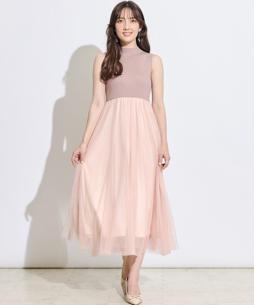 SWINGLE（スウィングル）の「【展示会３位】カーディガンアンサンブルラメニットドッキングワンピース（ワンピース・レディース・ピンク/ネイビー/ラベンダー・FREE）」の12枚目の写真