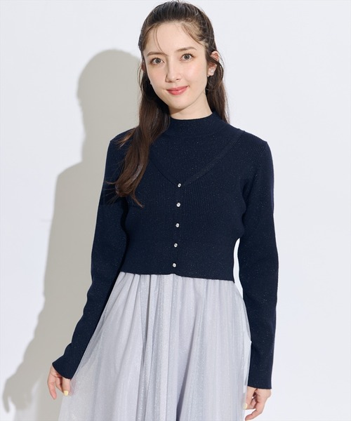 SWINGLE（スウィングル）の「【展示会３位】カーディガンアンサンブルラメニットドッキングワンピース（ワンピース・レディース・ピンク/ネイビー/ラベンダー・FREE）」の20枚目の写真