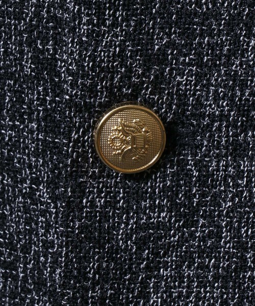 セール】Tweed Gold Button Collarless Short Jacket/ツイード