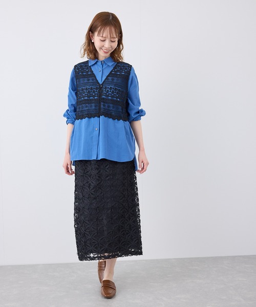 ROPE' PICNIC（ロペピクニック）の「フロントボタンレースジレベスト/リンクコーデ（ベスト・レディース・ホワイト/ブラック・FREE）」の4枚目の写真