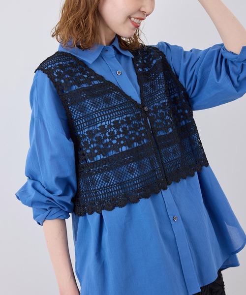 ROPE' PICNIC（ロペピクニック）の「フロントボタンレースジレベスト/リンクコーデ（ベスト・レディース・ホワイト/ブラック・FREE）」の6枚目の写真