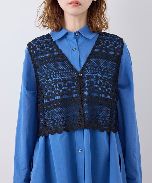 ROPE' PICNIC（ロペピクニック）の「フロントボタンレースジレベスト/リンクコーデ（ベスト・レディース・ホワイト/ブラック・FREE）」の9枚目の写真