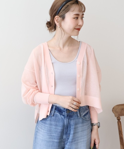 セール】ウォッシャブル ショート丈シアーカーディガン（カーディガン