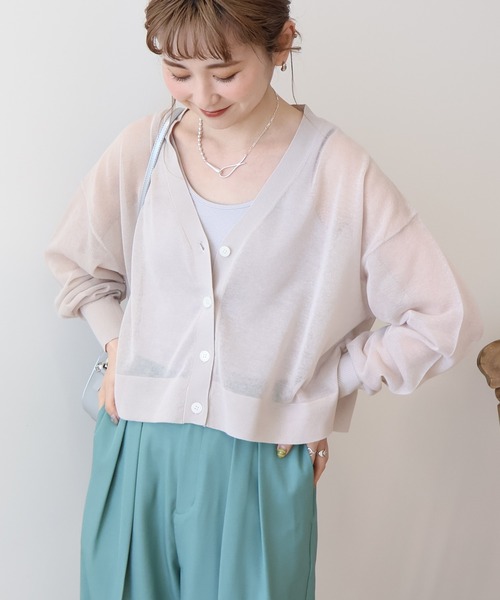 AMERICAN HOLIC（アメリカンホリック）の「ウォッシャブル ショート丈シアーカーディガン（カーディガン/ボレロ・レディース・アイボリー/ブラック/ライトベージュ/ブルー系その他6/その他12・M/L）」の4枚目の写真