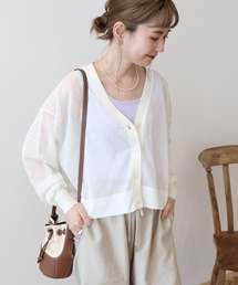ウォッシャブル ショート丈シアーカーディガン