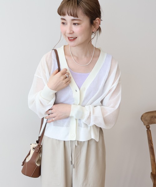 AMERICAN HOLIC（アメリカンホリック）の「ウォッシャブル ショート丈シアーカーディガン（カーディガン/ボレロ・レディース・アイボリー/ブラック/ライトベージュ/ブルー系その他6/その他12・M/L）」の9枚目の写真