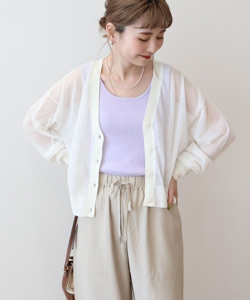 AMERICAN HOLIC（アメリカンホリック）の「ウォッシャブル ショート丈シアーカーディガン（カーディガン/ボレロ・レディース・アイボリー/ブラック/ライトベージュ/ブルー系その他6/その他12・M/L）」の10枚目の写真