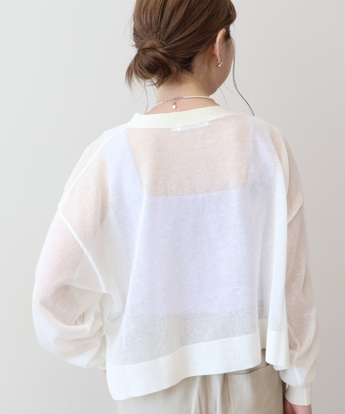 AMERICAN HOLIC（アメリカンホリック）の「ウォッシャブル ショート丈シアーカーディガン（カーディガン/ボレロ・レディース・アイボリー/ブラック/ライトベージュ/ブルー系その他6/その他12・M/L）」の8枚目の写真