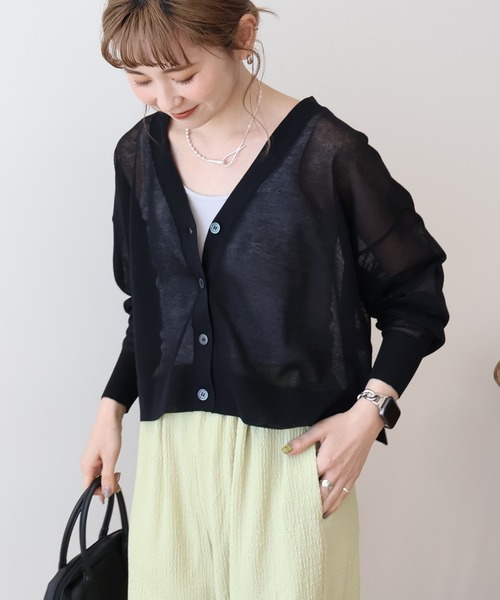 AMERICAN HOLIC（アメリカンホリック）の「ウォッシャブル ショート丈シアーカーディガン（カーディガン/ボレロ・レディース・アイボリー/ブラック/ライトベージュ/ブルー系その他6/その他12・M/L）」の21枚目の写真