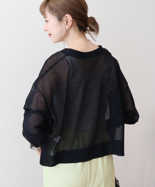 AMERICAN HOLIC（アメリカンホリック）の「ウォッシャブル ショート丈シアーカーディガン（カーディガン/ボレロ・レディース・アイボリー/ブラック/ライトベージュ/ブルー系その他6/その他12・M/L）」の22枚目の写真