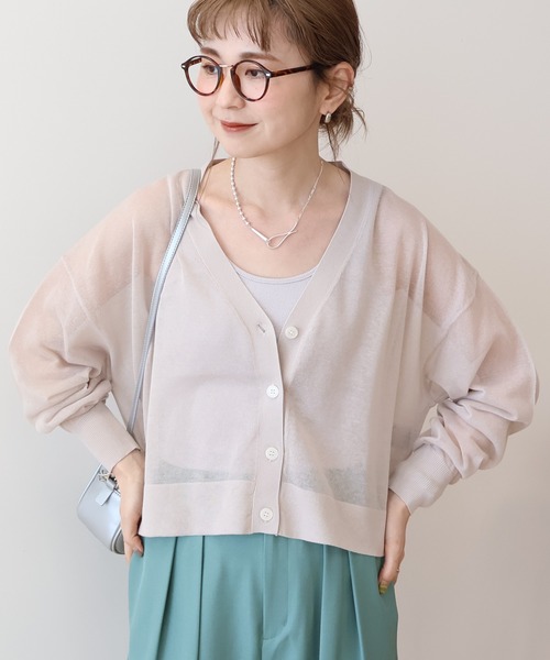 セール】ウォッシャブル ショート丈シアーカーディガン（カーディガン