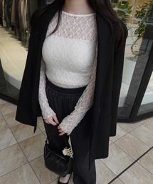 Reurie' | レースシアートップス／lace sheer top(ayaka select)長袖 きれいめ シンプル ベーシック モード 韓国(キャミソール)