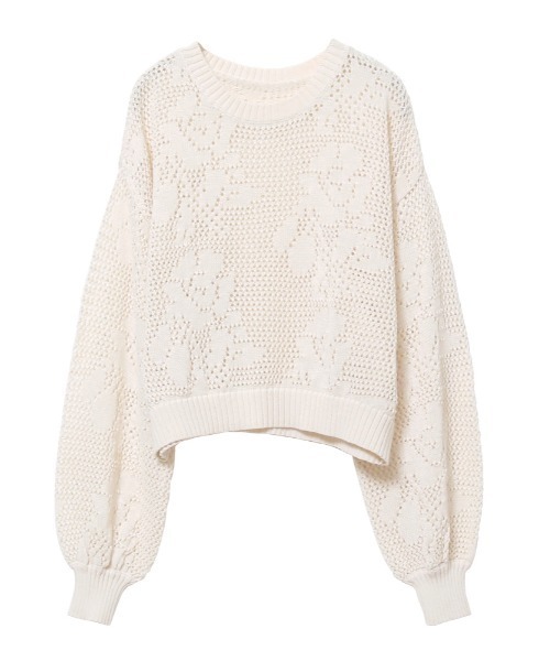 セール】 【OUTLET】フラワーモチーフニットプルオーバー