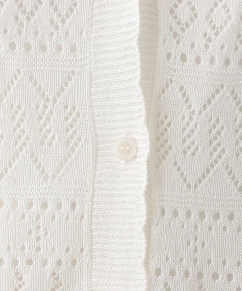 Afternoon Tea（アフタヌーンティー）の「透かし編みVネックカーディガン（カーディガン/ボレロ・レディース・オフホワイト/ベージュ/ネイビー・MEDIUM）」の8枚目の写真