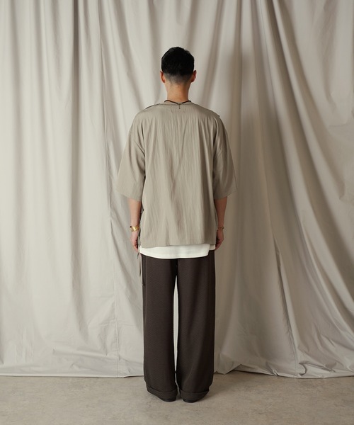 Aphlotus（アプロタス）の「アシンメトリー レイヤード デザイン ドレープ プルオーバー（Tシャツ/カットソー・メンズ・ブラック/ストーン・SMALL/MEDIUM/LARGE）」の10枚目の写真