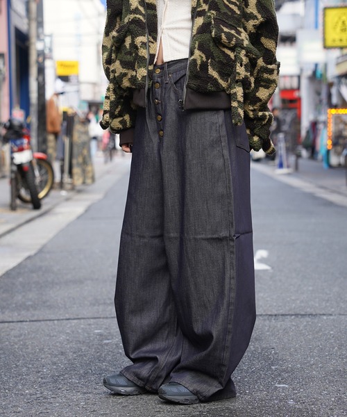 D-LAND ボタンフライ リジッドデニム バギーパンツ D-LAND】ボタンフライ リジットデニム バギーパンツ / Button fly