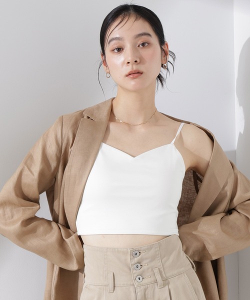 NANO universe(ナノユニバース)の「ストレッチポンチカップ付きブラトップキャミソール(キャミソール・レディース・ブラック/ホワイト・M/S)」の2枚目の写真