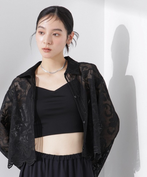 NANO universe(ナノユニバース)の「ストレッチポンチカップ付きブラトップキャミソール(キャミソール・レディース・ブラック/ホワイト・M/S)」の1枚目の写真