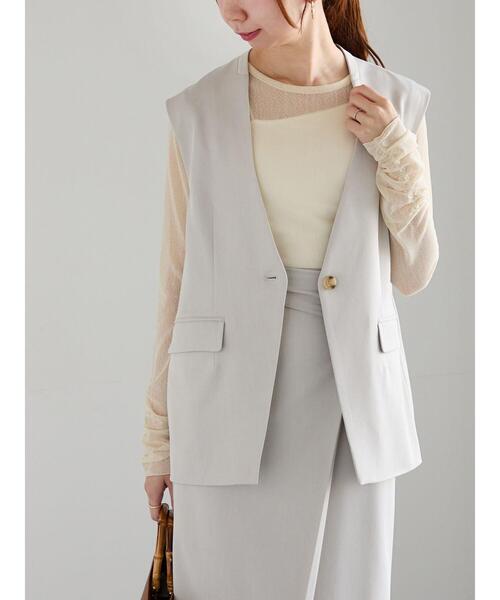 Te chichi（テチチ）の「【宮本茉由着用】シングルノーカラージレ（セットアップ可）（ベスト・レディース・ベージュ/ミント/グレー・F）」の11枚目の写真