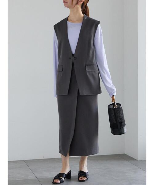 Te chichi（テチチ）の「【宮本茉由着用】シングルノーカラージレ（セットアップ可）（ベスト・レディース・ベージュ/ミント/グレー・F）」の13枚目の写真