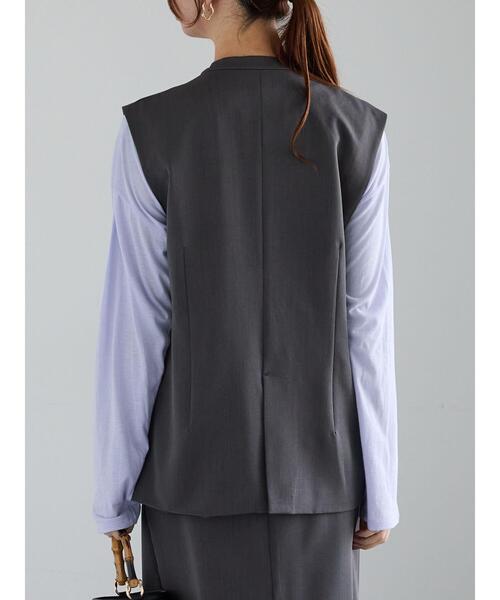 Te chichi（テチチ）の「【宮本茉由着用】シングルノーカラージレ（セットアップ可）（ベスト・レディース・ベージュ/ミント/グレー・F）」の15枚目の写真