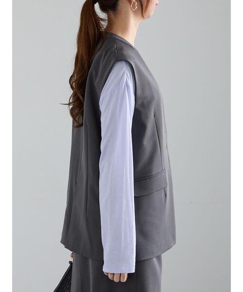 Te chichi（テチチ）の「【宮本茉由着用】シングルノーカラージレ（セットアップ可）（ベスト・レディース・ベージュ/ミント/グレー・F）」の16枚目の写真