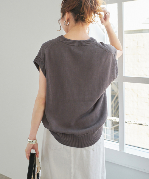 コットンシルクリネンニットベスト