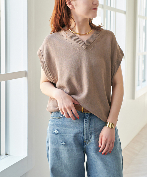 Spick & Span(スピックアンドスパン)の「コットンシルクリネンニットベスト(ベスト・レディース・チャコールグレー/チョコ・FREE)」の19枚目の写真