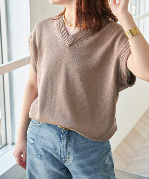 Spick & Span(スピックアンドスパン)の「コットンシルクリネンニットベスト(ベスト・レディース・チャコールグレー/チョコ・FREE)」の16枚目の写真