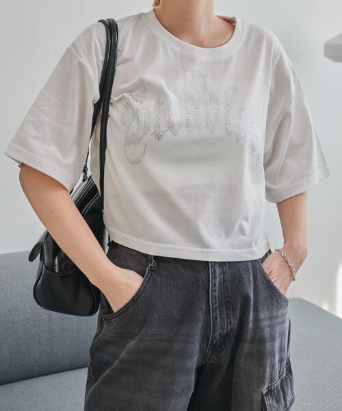 WEGO(ウィゴー)の「WEGO/ラインストーンショートT(Tシャツ/カットソー・レディース・ブラック/ホワイト/その他1・MEDIUM/SMALL)」の9枚目の写真