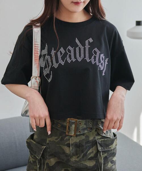 WEGO(ウィゴー)の「WEGO/ラインストーンショートT(Tシャツ/カットソー・レディース・ブラック/ホワイト/その他1・MEDIUM/SMALL)」の13枚目の写真