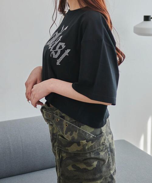 WEGO(ウィゴー)の「WEGO/ラインストーンショートT(Tシャツ/カットソー・レディース・ブラック/ホワイト/その他1・MEDIUM/SMALL)」の14枚目の写真
