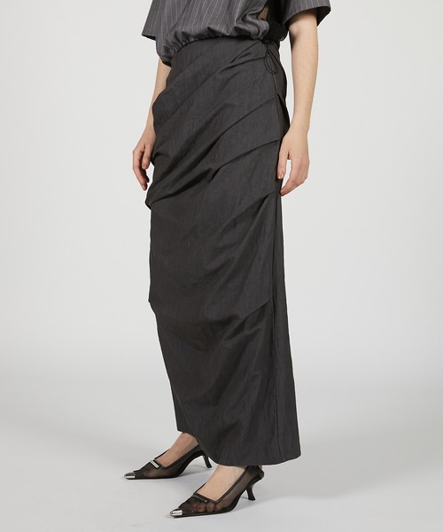 PRANK PROJECT（プランクプロジェクト）の「ドレープスカート / Draped Skirt（スカート・レディース・グレー/アイボリー・36/38）」の14枚目の写真