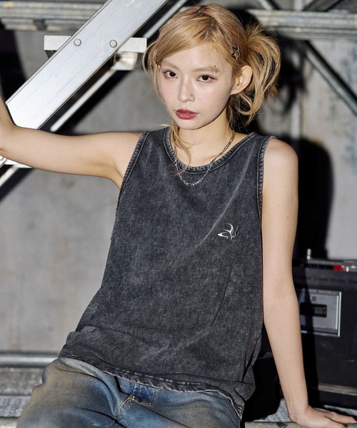 MSG（エムエスジー）の「ヴィンテージライクワンポイントタンクトップ【UNISEX】（タンクトップ・メンズ・ブラック/ホワイト/ブラック系/グレー系・S/M/L/XL）」の5枚目の写真