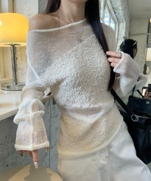 春夏コーデ 薄手シースルーニット