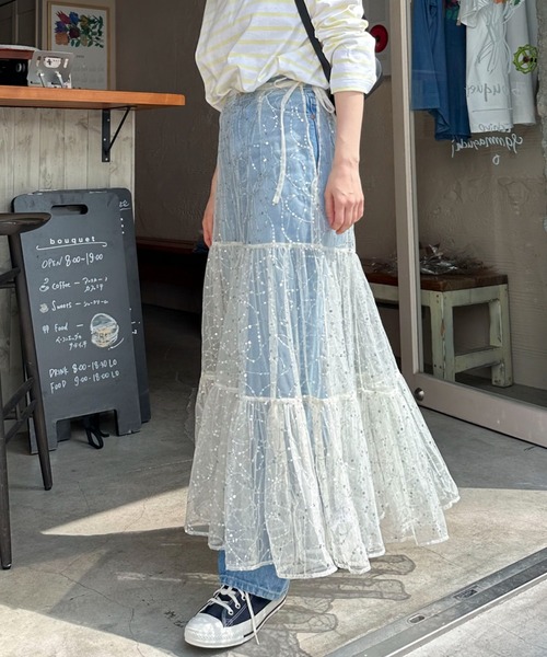 sara mallika(サラ マリカ)の「【Sara mallika】SHINY EMBROIDERY SK(スカート・レディース・アイボリー・FREE)」の1枚目の写真