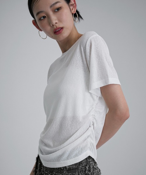 カレッジシアーtee feepur（フェピュール）の「サイドギャザースラブシアーTee（T