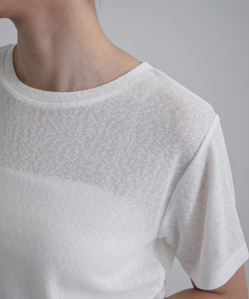 feepur（フェピュール）の「サイドギャザースラブシアーTee（Tシャツ/カットソー・レディース・ブラック/オフホワイト/ブラウン・MEDIUM）」の19枚目の写真