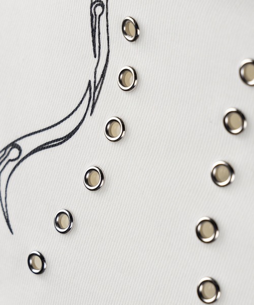 me+em select(ミームセレクト)の「【 2color 】クロスグランジロゴベアトップス / cross grunge logo bare tops(その他トップス・レディース・アイボリー/ブラック・FREE)」の14枚目の写真