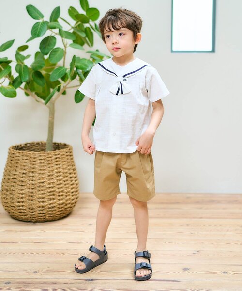 apres les cours(アプレレクール)の「【リンク】セーラーカラー半袖シャツ(シャツ/ブラウス・キッズ・ネイビー/オフホワイト・80/90/100/110/120/130)」の19枚目の写真