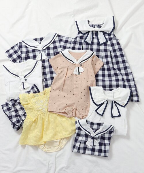 apres les cours(アプレレクール)の「【リンク】セーラーカラー半袖シャツ(シャツ/ブラウス・キッズ・ネイビー/オフホワイト・80/90/100/110/120/130)」の12枚目の写真