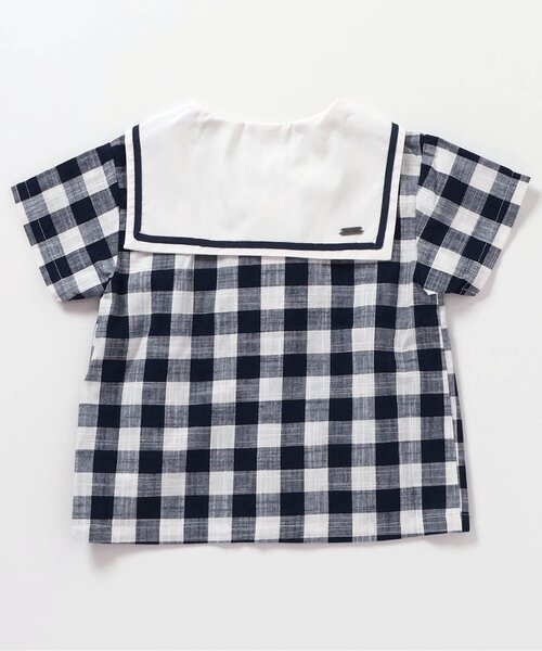 apres les cours(アプレレクール)の「【リンク】セーラーカラー半袖シャツ(シャツ/ブラウス・キッズ・ネイビー/オフホワイト・80/90/100/110/120/130)」の9枚目の写真