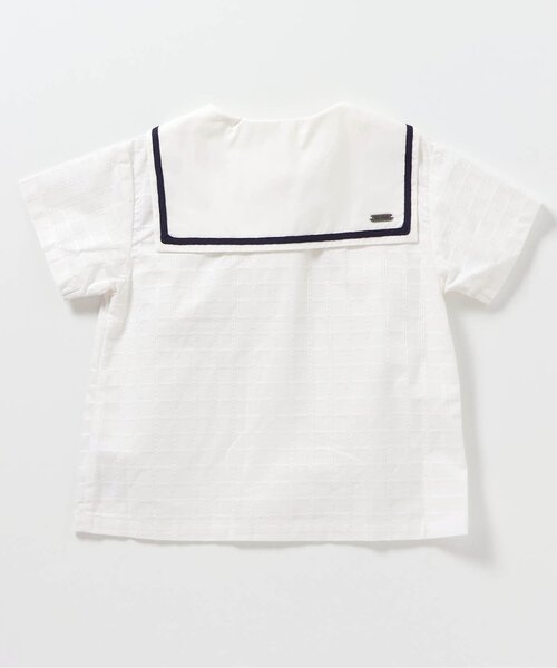 apres les cours(アプレレクール)の「【リンク】セーラーカラー半袖シャツ(シャツ/ブラウス・キッズ・ネイビー/オフホワイト・80/90/100/110/120/130)」の8枚目の写真