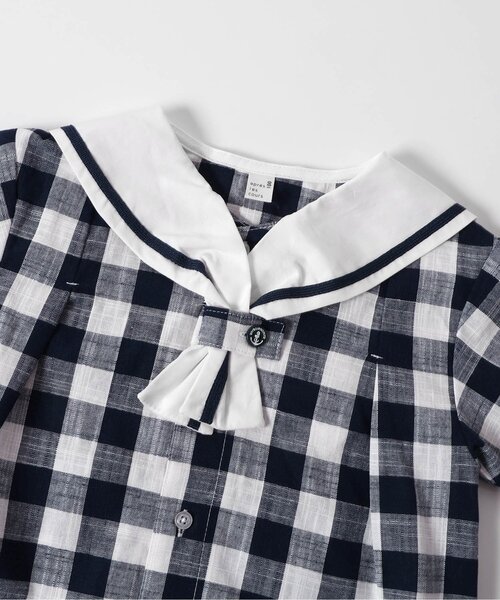 apres les cours(アプレレクール)の「【リンク】セーラーカラー半袖シャツ(シャツ/ブラウス・キッズ・ネイビー/オフホワイト・80/90/100/110/120/130)」の7枚目の写真