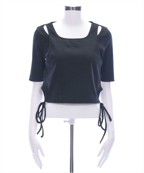 ジップデザインクロップドニットトップス[品番：MKSW0060846