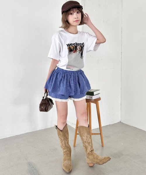 セール】レイヤードデザインチェックショートパンツ（その他