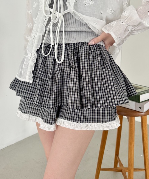 セール】レイヤードデザインチェックショートパンツ（その他パンツ
