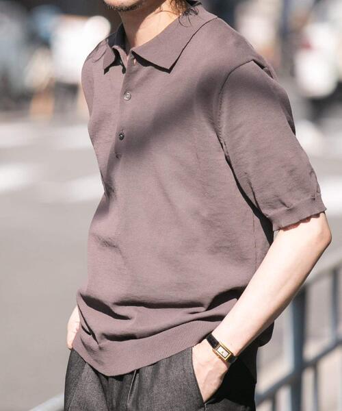 URBAN RESEARCH ROSSO MEN（アーバンリサーチロッソメン）の「『UR TECH ひやサラクール』AIRDRY半袖ニットポロ（ポロシャツ・メンズ・ネイビー/ライトグレー/チャコールグレー/カーキ・MEDIUM/LARGE）」の9枚目の写真