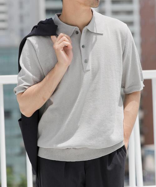 URBAN RESEARCH ROSSO MEN（アーバンリサーチロッソメン）の「『UR TECH ひやサラクール』AIRDRY半袖ニットポロ（ポロシャツ・メンズ・ネイビー/ライトグレー/チャコールグレー/カーキ・MEDIUM/LARGE）」の5枚目の写真